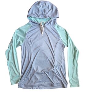 Level Six Hoodie Women's Light Blue and Mint Pull Over Sweater XL 19in P2P